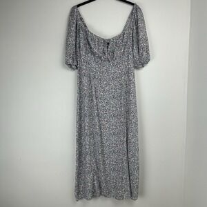 Divided Dress Size‎ XL Blue Ditzy Floral Milkmaid Peasant Soft Girl Coquette
